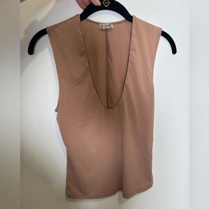 Free People Blush Pink/Tan low neck top